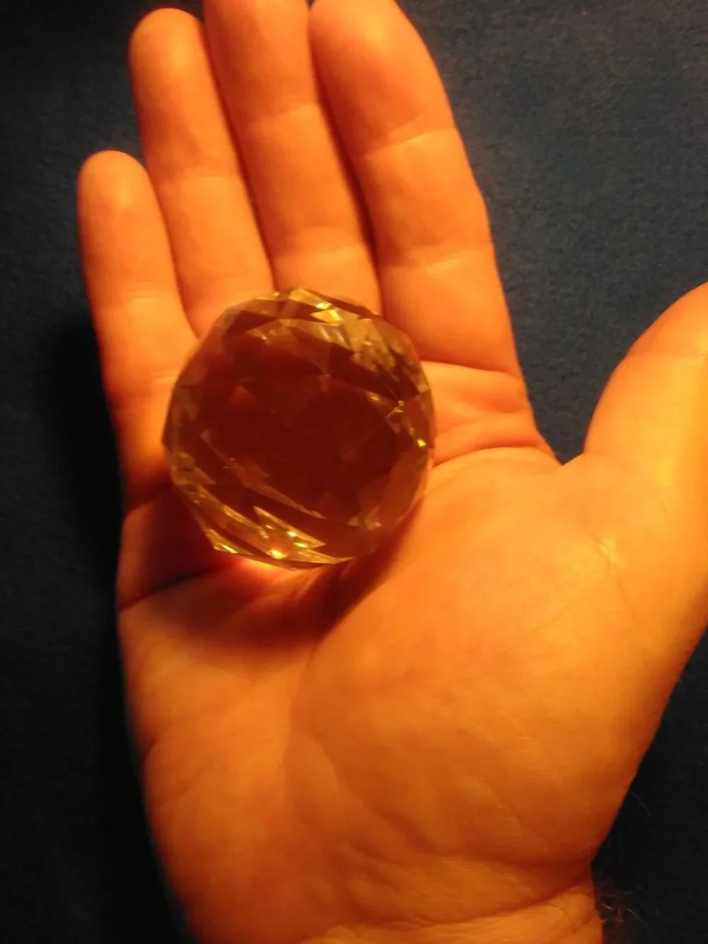 Antique Vintage Small Heavy Multifaceted Hexagon Cut Glass Paper Weight #A43